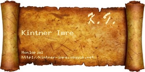 Kintner Imre névjegykártya
